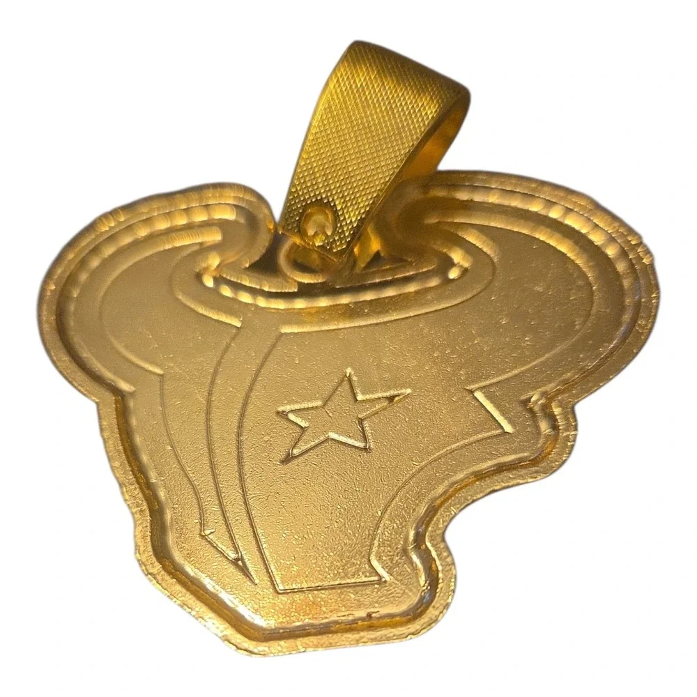 Houston Texans NFL Logo Pendant Iced Out Gold Tone Enamel Bull Head Jewelry
